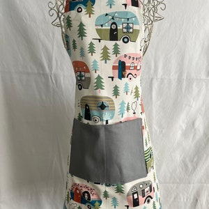 Apron, Adult Full Length with Pockets, Camping Themed