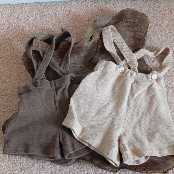 Two 50s Neutral Brown Vintage Baby Overall Pants