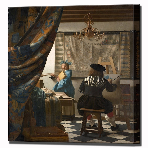 Art de la peinture par Johannes Vermeer, Toile Art Impression Mur Décor Toile Art Baroque Fine Art, Prêt à accrocher