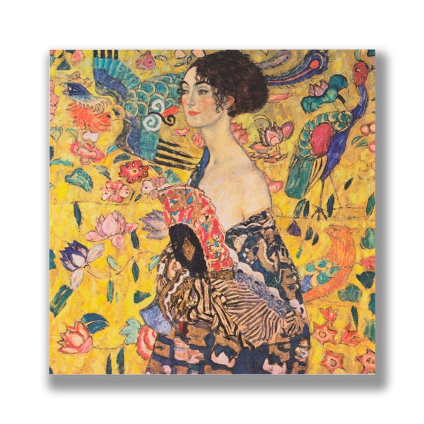 GUSTAV KLIMT, Dame mit Fächer - The Lady with a Fan. Canvas Prints Wall Decor Canvas Wall Art, Print Ready To Hang, Artwork Reproduction