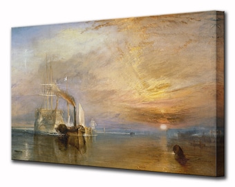 J.M.W. Turner The Fighting Temeraire, Home Decor Wall Art, JMW Turner, Canvas Wall Art Turner Gifts, Canvas Print Canvas Art