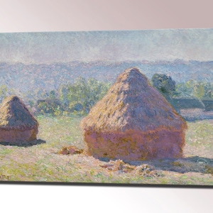 CLAUDE MONET, Grain Stacks Summer Haystacks, Canvas Print Art Interior Design, Ready To Hang