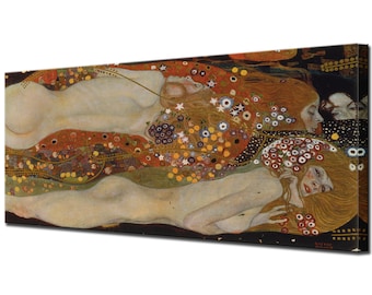 WATERSLANGEN II, Gustav Klimt canvas muurkunst rechthoekig handgemaakt erotisch naakt vrouwenkunstwerken beroemde naakte vrouwelijke kunstafdrukken door Klimt