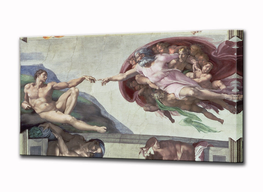 Grande Tapisserie Murale La Création D’Adam De Michel-Ange – Déco Tissu
