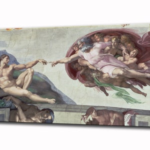 Création d&#39;Adam, art mural, décoration d&#39;intérieur, Michel-Ange, plafond de la chapelle Sixtine, décoration murale sur toile Renaissance, prêt à accrocher