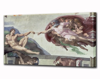 Creation of Adam, Wall Art Home Decor, Michelangelo, Sistine Chapel Ceiling, Wall Decor Canvas Print Renaissance, Ready To Hang