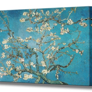 Almond Blossom Framed Floral Giclee Canvas Prints Van Gogh Famous Paintings Reproduction Flowers Pictures Canvas Wall Art Ready to Hang Home