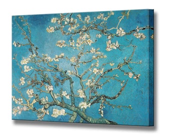 Almond Blossom Framed Floral Giclee Canvas Prints Van Gogh Famous Paintings Reproduction Flowers Pictures Canvas Wall Art Ready to Hang Home