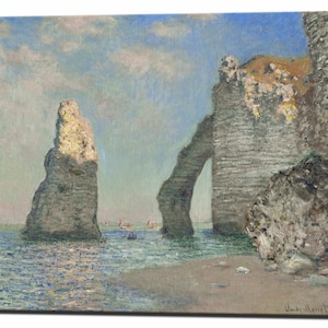 CLAUDE MONET, Stampa su tela per la casa, Scogliere di Etretat, Design d'interni su tela, Pronta da appendere