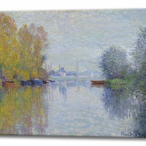 CLAUDE MONET, Canvas Wall Art Print, Autumn on the Seine at Argenteuil, Ready To Hang, Wall Decor Impressionism Interior Design