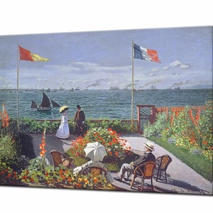 CLAUDE MONET, Canvas Wall Art Prints, Terrace Garden Sainte Adresse, Canvas Art Interior Design, Monet Prints,  Ready To Hang