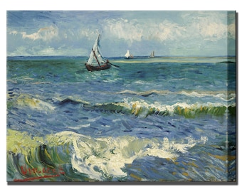 VINCENT VAN GOGH, Canvas Wall Art Print, Seascape, Near Saintes-Maries-de-La Mer, Home Decor Canvas Art Canvas Print Framed