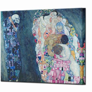 GUSTAV KLIMT, Death and Life, Ready To Hang Wall Decor Canvas Print, Home Decor Art Nouveau Wall Art