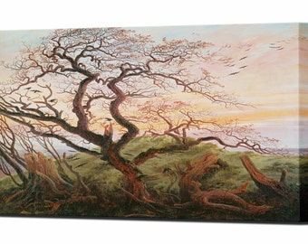 Tree of Crows Ravens by David Friedrich, Wall Decor Home Decor Canvas Print Wall Art Print Tree, Ready To Hang