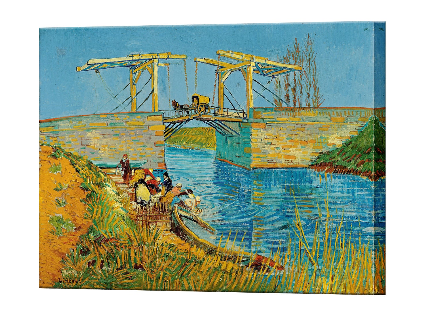Vincent van Gogh 橋の絵画 ゴッホ《アルルの跳ね橋》洗濯する人々、静かな空、未完成という