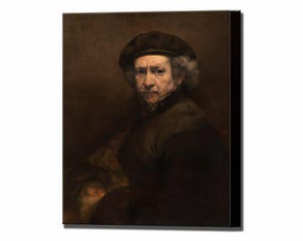Rembrandt zelfportret, canvas kunst aan de muur print, baret barokke kunst, klaar om op te hangen, vintage kunst aan de muur print