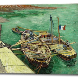 VINCENT VAN GOGH, Quay with Men Unloading Sand Barges, Ready to Hang, Home Decor Wall Decor Canvas Print Wall Art Interior Design
