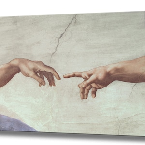 Création d&#39;Adam mains de Dieu, toile impression d&#39;art mural, Michel-Ange, cadeau religieux toile impression décoration murale prête à accrocher