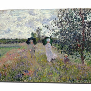 CLAUDE MONET, Canvas Art Prints, Promenade near Argenteuil, Art Print Fine Art Vintage Art Impressionist