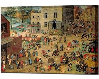 Children's Games, Canvas Print, Kinderspiele, Pieter Bruegel, Renaissance Canvas Wall Art Print Home Decor, Ready to Hang
