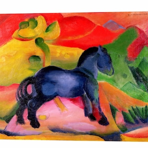 Franz Marc Pequeño Caballo Azul, listo para colgar, impresión en lienzo, decoración de pared, expresionismo, decoración del hogar, impresión de arte de pared en lienzo