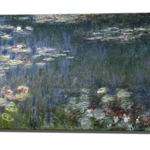Seerosen von CLaude MONET, Wand-Dekor-Leinwand-Kunstdruck-grüne Reflexionen Impressionismus-Innendekoration, fertig zum Aufhängen