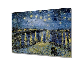 Nuit étoilée sur le Rhône, VINCENT VAN GOGH, impressions sur toile, toile, art mural, décoration intérieure, impression, prête à accrocher