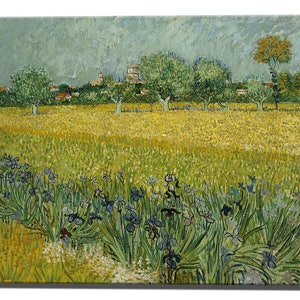 VINCENT VAN GOGH, Canvas Print Wall Decor, View of Arles with Irises, Canvas Art Interior Design Ready To Hang Framed Print Home Decor image 1