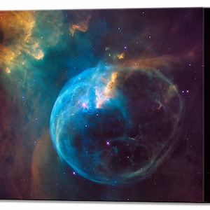 Bubble Nebula, Galaxy Wall Decor Hubble Space Telescope Ready, To Hang, Gift for Him, Gift for Her Canvas Wall Art Print