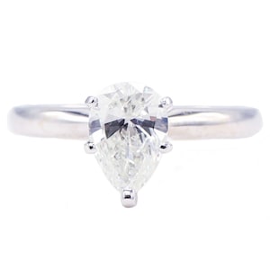 GIA Certified Pear Shape 0.96 Carat G SI2 Solitaire Natural Diamond 14 Karat White Gold Engagement Ring