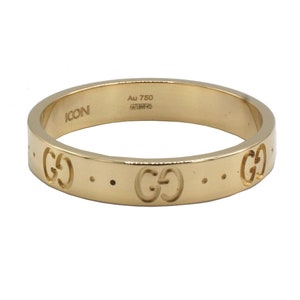 Gucci Running G 18K Yellow Gold Signet Style Ring Sz 6.75