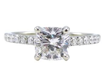 GIA Certified 1.21 Carat H SI2 Cushion Diamond 14 Karat Gold Engagement Ring