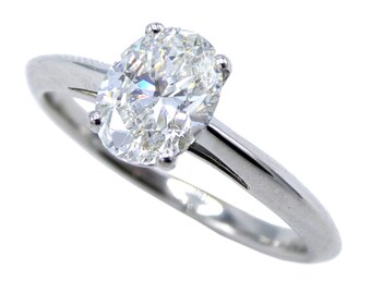 Tiffany & Co. GIA Certified Platinum 1.01 Carat Oval Diamond Engagement Ring