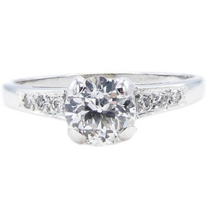 Old European Cut Natural Diamond 14k White Gold Round Engagement Ring Size 7