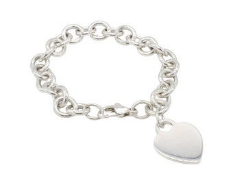 Tiffany & Co. Sterling Silver Heart Charm Circle Link Bracelet