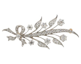 Tiffany & Co. Old European Cut Natural Diamond Leaf Brooch Pin Platinum and Gold