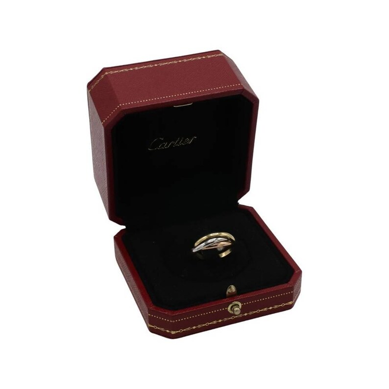Cartier Trinity Small Model Rolling Tri-Color 18 Karat Gold Band Ring Box & Papers 画像 1