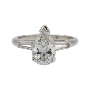 GIA Certified 1.63 Carat G SI1 Pear Shape Natural Diamond Engagement Ring