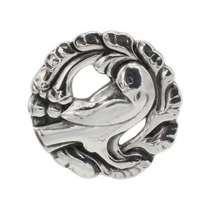 Georg Jensen Denmark Sterling Silver Circle Bird Pin Brooch