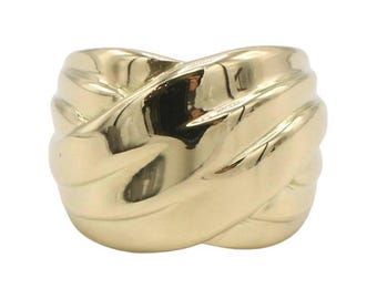 GUCCI 18 Karat yellow Gold Crossover Wide Band Ring