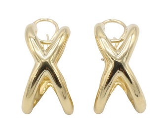 Tiffany & Co. 18 Karat Yellow Gold Large Double X Crossover Earrings By Donald Claflin