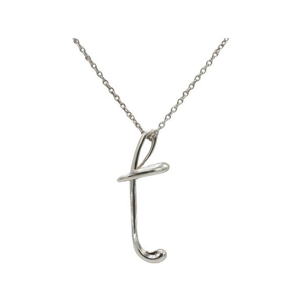 Tiffany & Co. Elsa Peretti Alphabet Letter T Sterling Silver Drop Necklace
