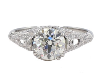 GIA Certified Old European Brilliant 1.35 Carat Natural Diamond Engagement Ring