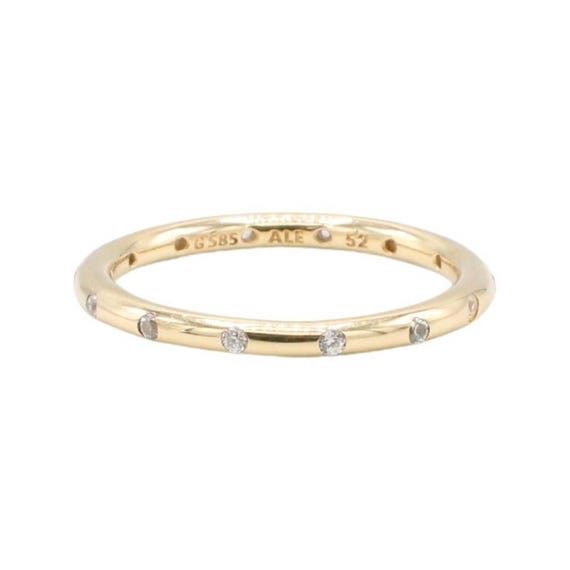 14 Karat Yellow Gold Natural Diamond Inlay Stacking Band Ring