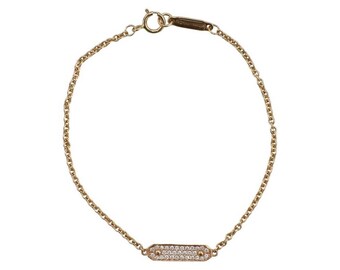 Tiffany & Co. 18 Karat Rose Gold Pavé  Natural Diamond Bar Tag Station Bracelet 6 Inches