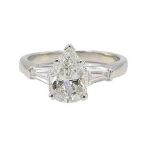GIA Certified 1.72 Carat G SI1 Pearl Shape Natural Diamond Platinum Engagement Ring