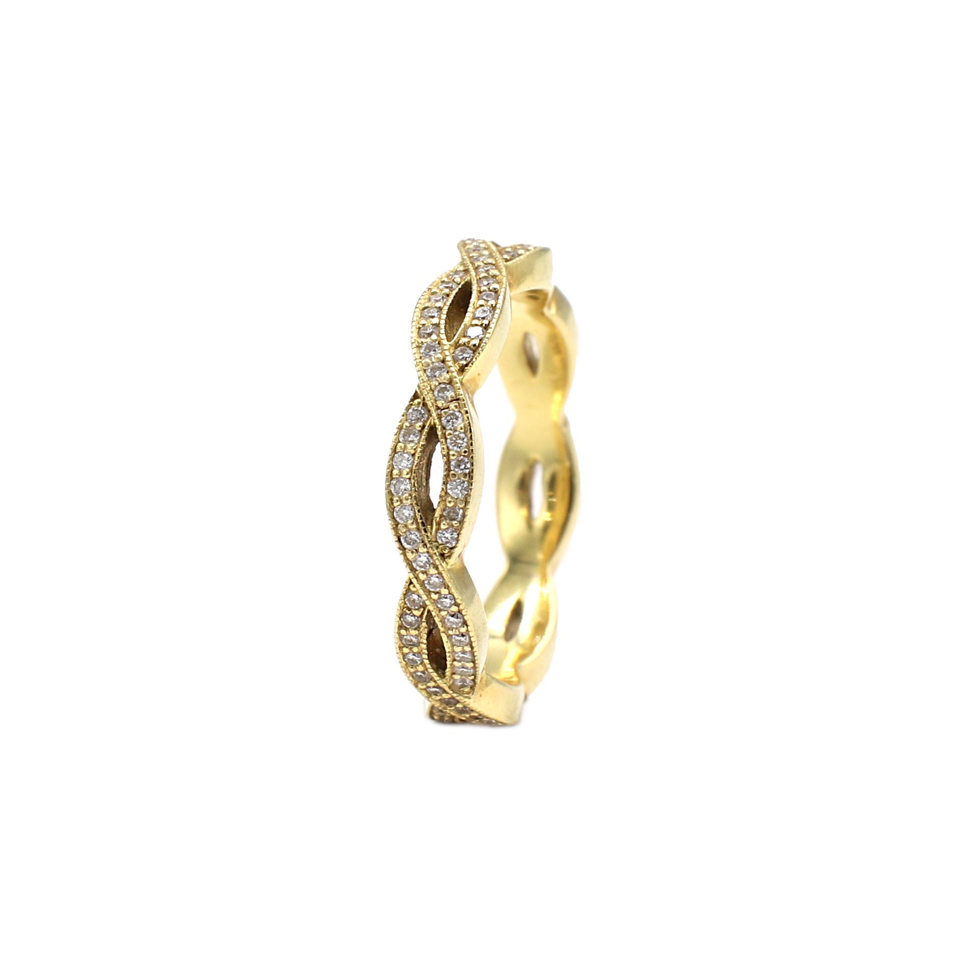 Penny Preville 18 Karat Yellow Gold Twist Natural Diamond Eternity  