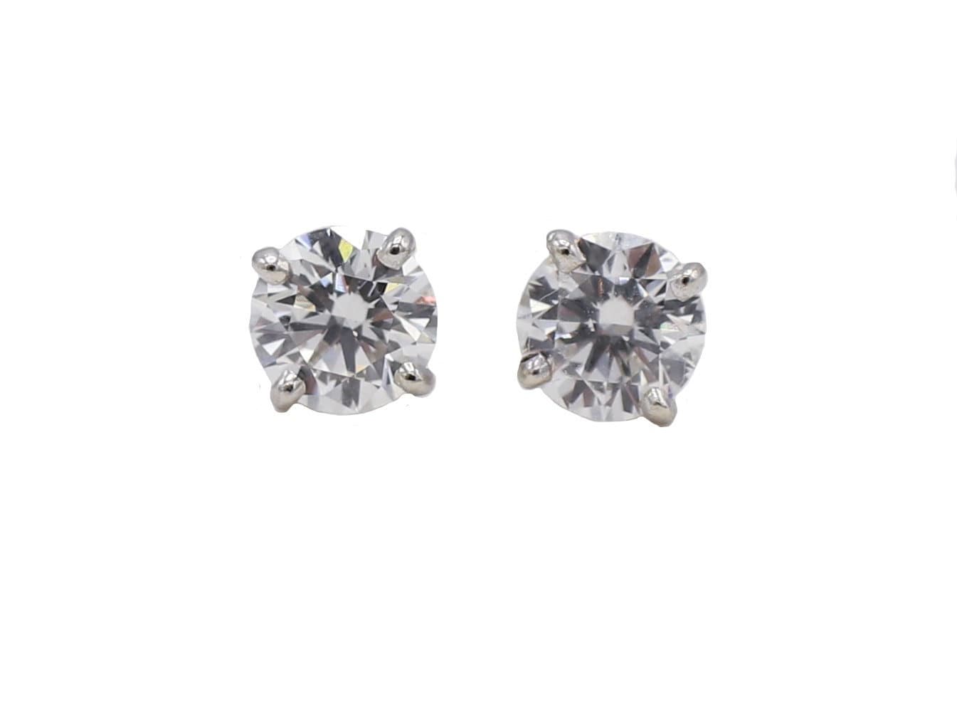 Dazzlingrock Collection 0.10 Carat Diamond Stud Earrings - Sterling Silver, Platinum Plated - View #12