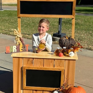 JJ Lemon Rustic Children's Lemonade Stand 6 Piece kit for 10 Minute AssemblyBonus Free storage shelf and wheels added to all Stands image 1