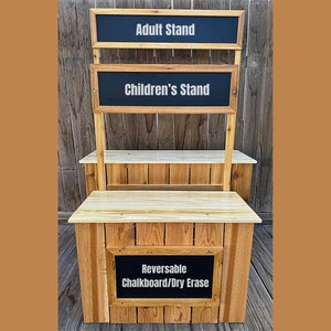 JJ Lemon Rustic Children's Lemonade Stand 6 Piece kit for 10 Minute AssemblyBonus Free storage shelf and wheels added to all Stands image 7